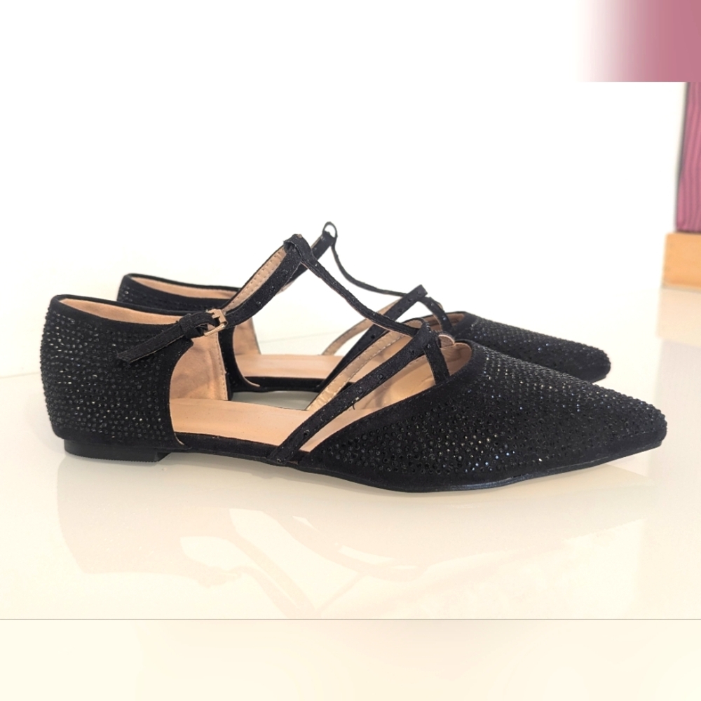 Pimkie Pointed Toe Rhinestone Ballerina Flats 39